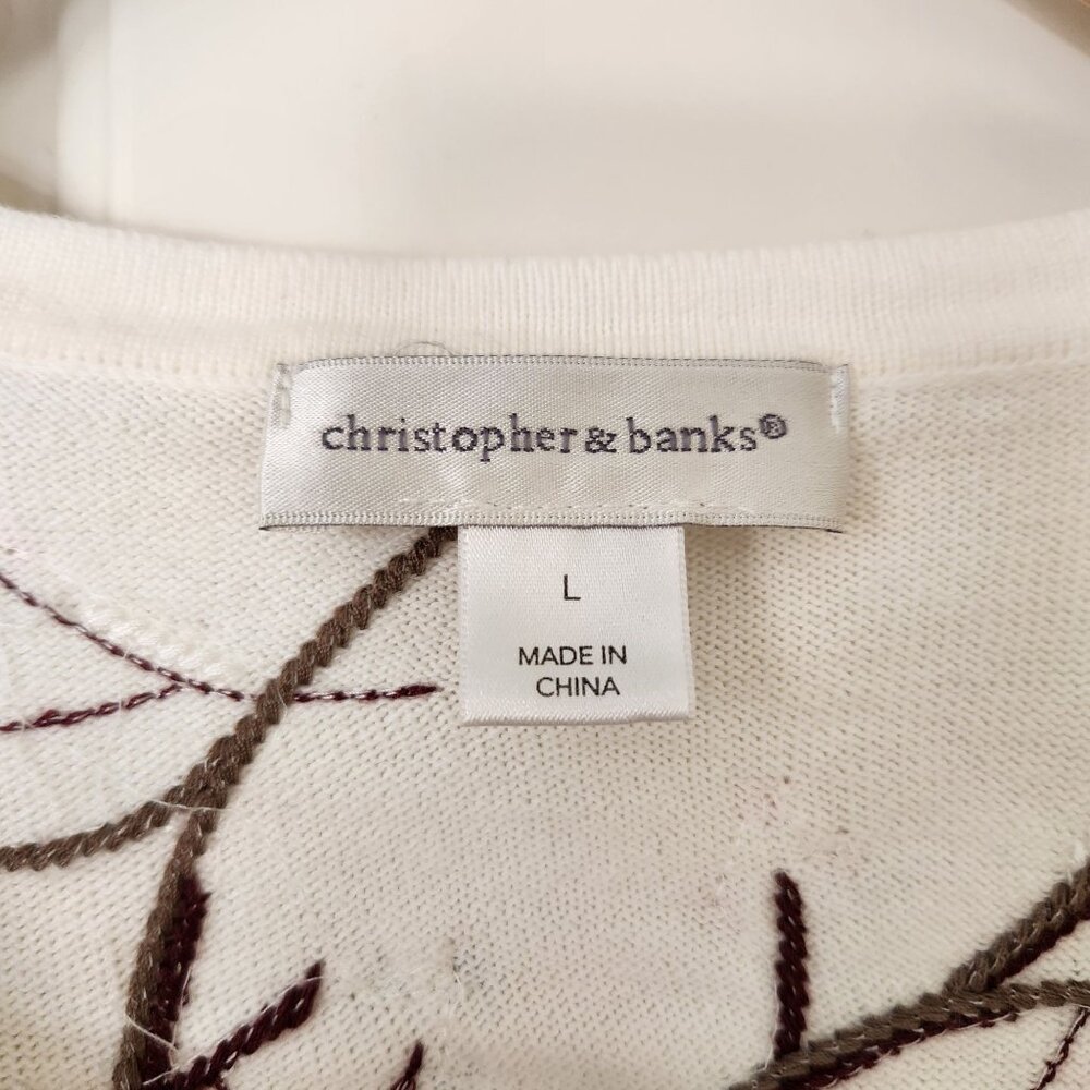 Embroidered Cardinal Sequins Cardigan Sweater Cream Red Grandma Winter Holiday - Picture 8 of 13